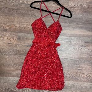 Scala Red Sequin Mini Dress